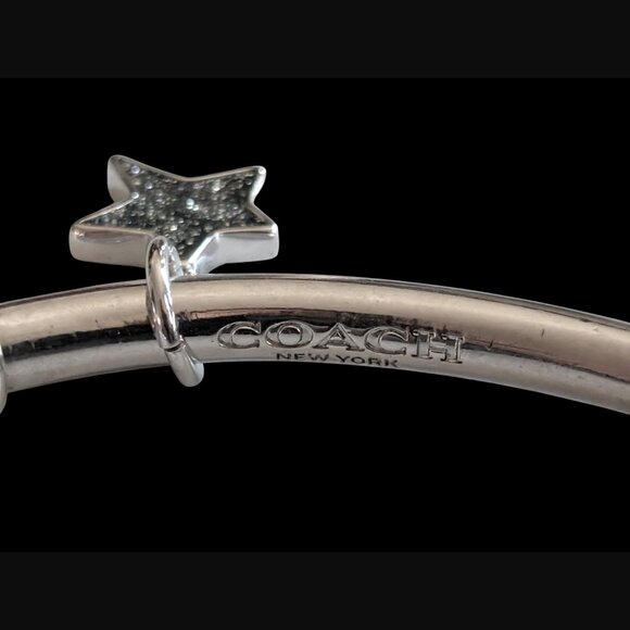 Coach Open Bangle Silver Tone Star Charm Bracelet - Picture 3 of 8